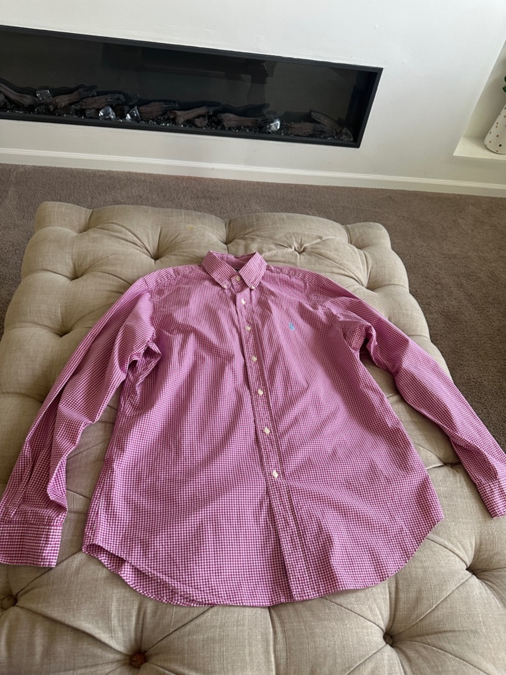 Ralph Lauren Pink Gingham Long-Sleeve Button-Down Shirt